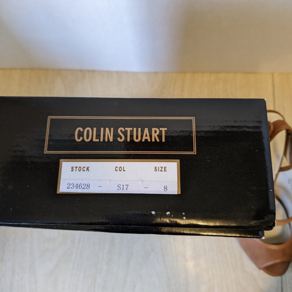 Colin Stuart Brown Tan Baby Jane Maple Heels Peep-Toe Slingback Size 8 - Picture 14 of 15